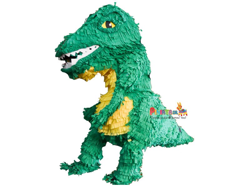 χειροποιητη πινιατα πρασινος δεινοσαυρος t-rex